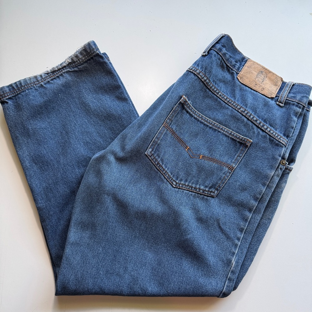 Joker Brand Vintage Y2K Style Wide Leg Skater Denim Distressed Jeans 40x32
